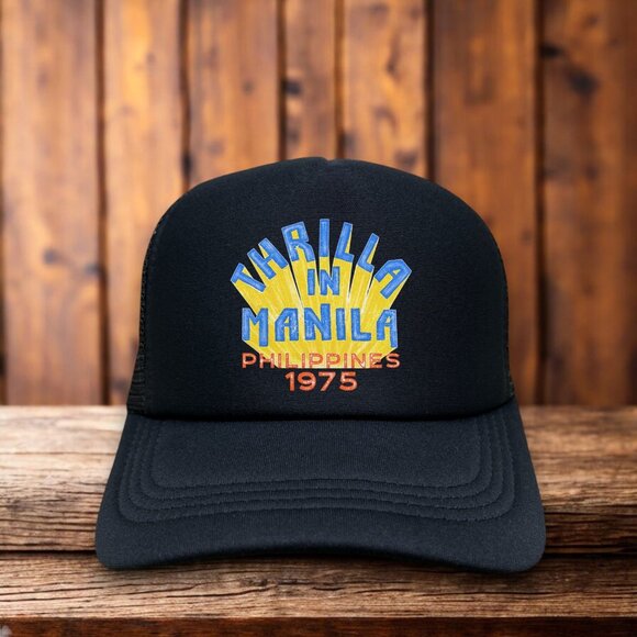 Thrilla In Manila Philippines 70s Mens Trucker Hat Muhammad Ali Vs. Joe Frazier - Picture 1 of 4